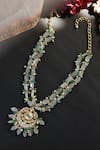 Shop_Do Taara_Green Kundan Studded Pendant Necklace _at_Aza_Fashions