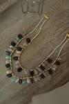 Shop_Do Taara_Multi Color Natural Stone Embellished Layered Necklace _at_Aza_Fashions
