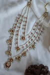 Shop_Do Taara_Pink Pearl Kundan Studded Layered Necklace _at_Aza_Fashions