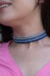 Do Taara_Blue Onyx Stone Stacked Choker _Online_at_Aza_Fashions