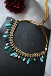 Shop_Do Taara_Blue Gleaming Kundan And Stone Embellished Necklace _at_Aza_Fashions