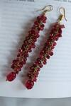 Shop Do Taara Red Crystals Onyx Stone Clustered Danglers at Aza Fashions Shop_Do Taara_Red Crystals Onyx Stone Clustered Danglers _at_Aza_Fashions
