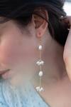 Do Taara_White Beads, Pearls Baroque Cluster Danglers _Online_at_Aza_Fashions