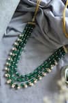 Shop_Do Taara_Green Pearls And Natural Stone Layered Necklace _at_Aza_Fashions