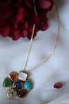 Shop_Do Taara_Multi Color Acrylic Stone Embellished Pendant Necklace _at_Aza_Fashions