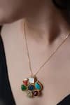 Do Taara_Multi Color Acrylic Stone Embellished Pendant Necklace _Online_at_Aza_Fashions