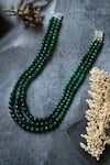 Shop_Do Taara_Green Garnet Stones Embellished Layered Necklace _at_Aza_Fashions