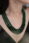 Do Taara_Green Garnet Stones Embellished Layered Necklace _Online_at_Aza_Fashions