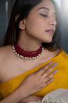 Buy_Do Taara_Red Natural Stone Embellished Choker Necklace _at_Aza_Fashions
