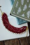 Shop_Do Taara_Red Natural Stone Embellished Choker Necklace _at_Aza_Fashions