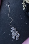 Shop_Do Taara_Silver Plated Faux Diamonds Victorian Embellished Maangtikka _at_Aza_Fashions