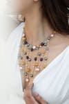 Buy_Do Taara_Multi Color Shell Pearls Embellished Choker Necklace _Online_at_Aza_Fashions