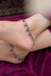 Do Taara_Green Shell Pearls Embellished Anklets - Set Of 2 _Online_at_Aza_Fashions