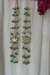 Shop_Do Taara_Green Pearls Embellished Dangler Earrings _at_Aza_Fashions