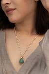 Buy_Do Taara_Green Shell Pearls Embellished Long Pendant Necklace _at_Aza_Fashions