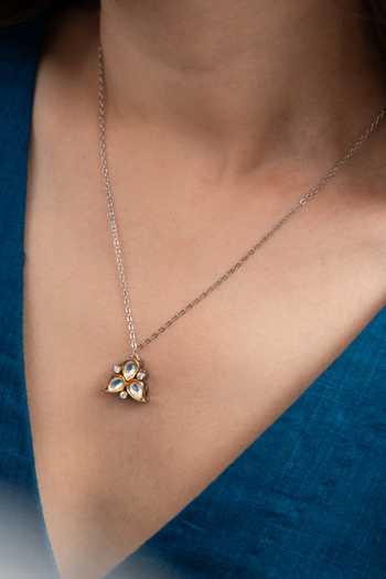 Do Taara_Silver Plated Embellished Pendant Necklace _Online_at_Aza_Fashions