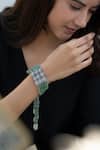 Buy_Do Taara_Green Crystals, Diamonds Faux Studded Bracelet _at_Aza_Fashions