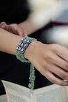 Do Taara_Green Crystals, Diamonds Faux Studded Bracelet _Online_at_Aza_Fashions