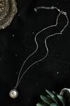 Shop_Do Taara_Silver Plated Polki Studded Pendant Necklace _at_Aza_Fashions