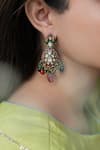 Buy_Do Taara_Multi Color Natural Stone Tear Drop Carved Earrings _Online_at_Aza_Fashions