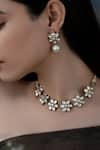 Buy_Do Taara_Silver Plated Polki Embellished Necklace Set _Online_at_Aza_Fashions