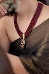 Do Taara_Red Onyx Half Crescent Carved Pendant Necklace _Online_at_Aza_Fashions