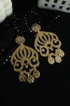 Shop_Do Taara_Gold Plated Textured Scallop Pattern Earrings _at_Aza_Fashions