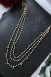 Shop Do Taara Green Shell Pearl And Onyx Embellished Layered Necklace at Aza Fashions Shop_Do Taara_Green Shell Pearl And Onyx Embellished Layered Necklace _at_Aza_Fashions