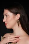 Gaurish bespoke jewellery_Gold Plated Stone Anchor Key Straight Embellished Earrings _Online_at_Aza_Fashions