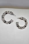 Shop_Gaurish bespoke jewellery_Silver Plated Spaced Small Carved Hoop Earrings _at_Aza_Fashions