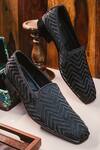 Buy_NR BY NIDHI RATHI_Black Embellished Chevron Loafers _at_Aza_Fashions