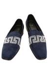 Shop_NR BY NIDHI RATHI_Blue Embellished Abstract Loafers_at_Aza_Fashions