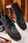 Buy_NR BY NIDHI RATHI_Black Embellished Crown Loafers _at_Aza_Fashions