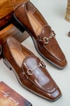 Buy_NR BY NIDHI RATHI_Brown Buckle Detail Loafers _at_Aza_Fashions