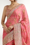 Buy_Gopi Vaid_Pink Cotton Silk Printed Floral Sweetheart Neck Layered Saree With Blouse _Online_at_Aza_Fashions