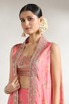 Buy_Gopi Vaid_Pink Cotton Silk Printed Floral Cape Open Flared Pant Set _Online_at_Aza_Fashions