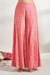 Shop_Gopi Vaid_Pink Cotton Silk Printed Floral Cape Open Flared Pant Set _Online_at_Aza_Fashions