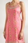 Buy_Gopi Vaid_Pink Cotton, Silk, Chiffon Gota Patti, Cut Florette Print Kurta Sharara Set _Online_at_Aza_Fashions