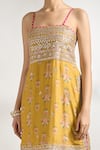 Shop_Gopi Vaid_Yellow Cotton, Silk, Chiffon Gota Patti, Bloom Print Kurta Sharara Set _Online_at_Aza_Fashions