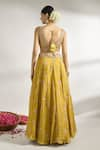 Shop_Gopi Vaid_Yellow Blouse And Lehenga Cotton Silk Printed Bloom V Neck Set _at_Aza_Fashions