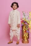 Little Bansi_Cream Sherwani Jacquard Embroidered Ambi With Dhoti Pant _Online_at_Aza_Fashions