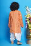 Shop_Little Bansi_Orange Cotton Woven Stripped Kurta With Dhoti Pant _at_Aza_Fashions