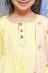 Shop_Little Bansi_Yellow Cotton Embroidered Floral Kantha Kurta Sharara Set _Online_at_Aza_Fashions