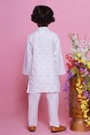 Shop_Little Bansi_White Cotton Embroidered Leaf Thread Work Kurta With Pyjama _at_Aza_Fashions