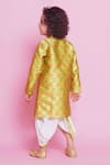 Shop_Little Bansi_Green Sherwani Brocade Woven Flora And Fauna With Dhoti Pant _at_Aza_Fashions