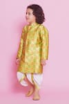 Buy_Little Bansi_Green Sherwani Brocade Woven Flora And Fauna With Dhoti Pant _Online_at_Aza_Fashions