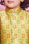 Buy_Little Bansi_Green Sherwani Brocade Woven Flora And Fauna With Dhoti Pant 