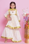 Buy_Little Bansi_Cream Cotton Woven Flora And Fauna Kurta Sharara Set _at_Aza_Fashions