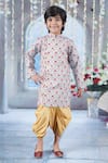 Buy_Little Bansi_Sky Blue Sherwani Mulberry Silk Embroidered Bageecha Angrakha With Dhoti Pant _at_Aza_Fashions