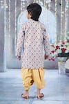 Shop_Little Bansi_Sky Blue Sherwani Mulberry Silk Embroidered Bageecha Angrakha With Dhoti Pant _at_Aza_Fashions